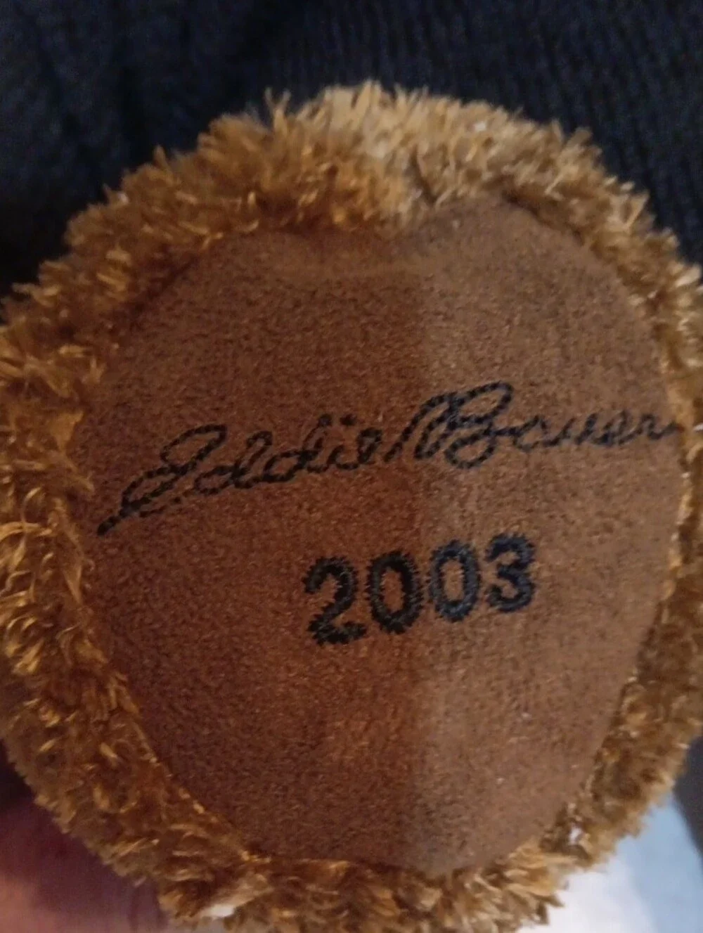 Eddie Bauer Brown Plush Bear Footpad with Black Embroidered Logo
